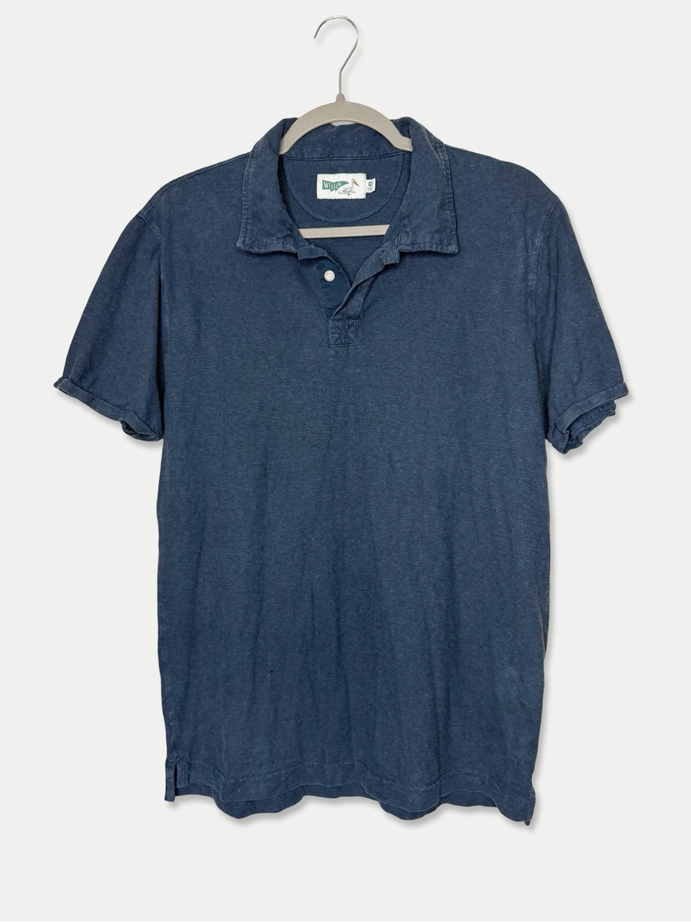 Wellen Hemp Organic Cotton Polo Shirt Navy Blue Size M